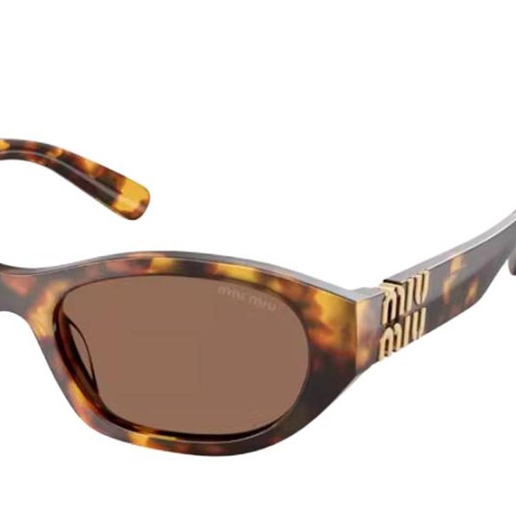 MIU MIU Logo Design Irregular Frame Sunglasses Women Sunglasses Brown-Tortoiseshell MUA03SF-14L60M
