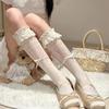 Lace Trim Ballet Style Anti-Snag Stockings, Summer Mid-Calf Socks with Butterfly Knot for Women