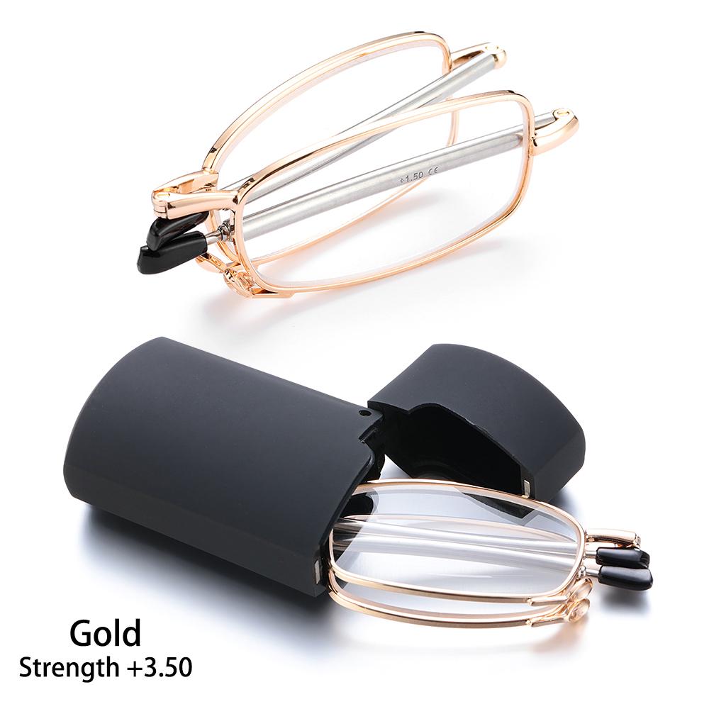Folding Reading Glasses For Men Women Portable Telescopic Legs Rotation Presbyopia Eyeglasses With Glasses Case Strength+1.0~4.0