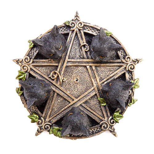 Räuchergefäß „Schwarze Katze“ mit Pentagramm
