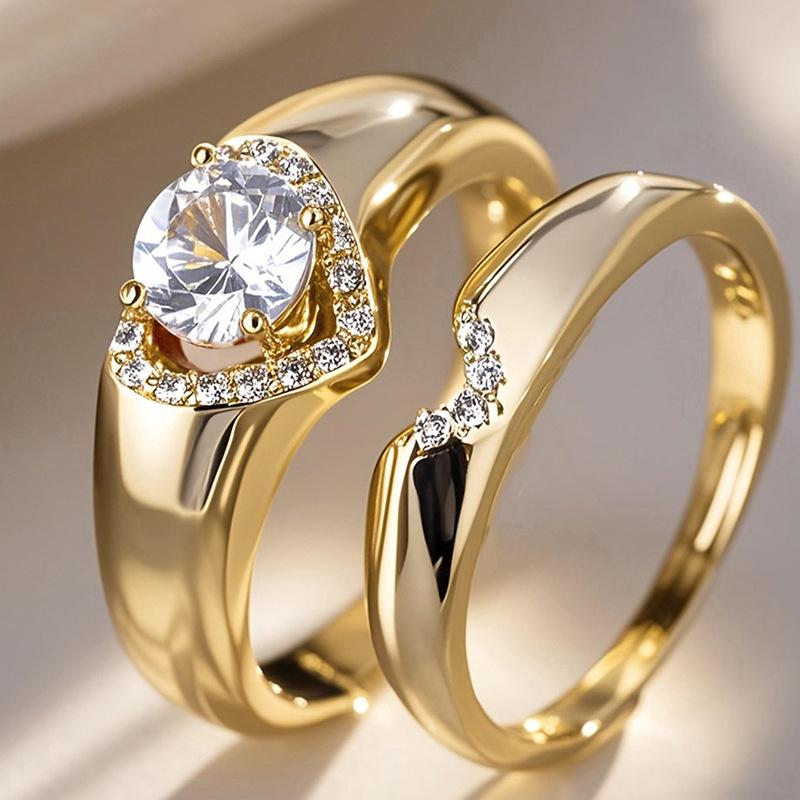 Princess Love Four-claw Inlaid Ring, Light Luxury Old Money Wind Geometric Ring