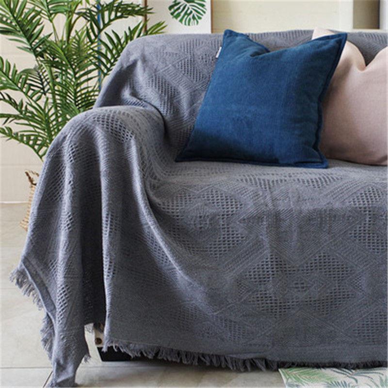 Minimalist Sofa Towel Cover, Non Slip Double Bed Sofa Blanket Cover, European Style Rural Fabric Sofa Cover, Thickened Blanket Cover