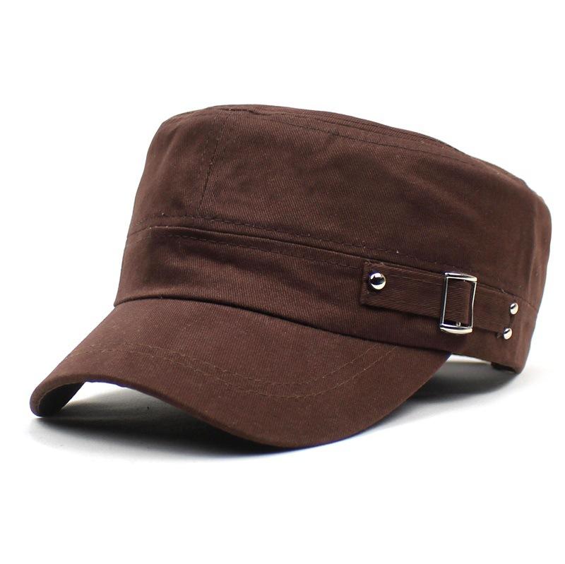 Fashion Hat Men and Women Military Hats Cotton Flat Top Hats Outdoor Sunshade and Sun Protection Caps Adjustable Buttons