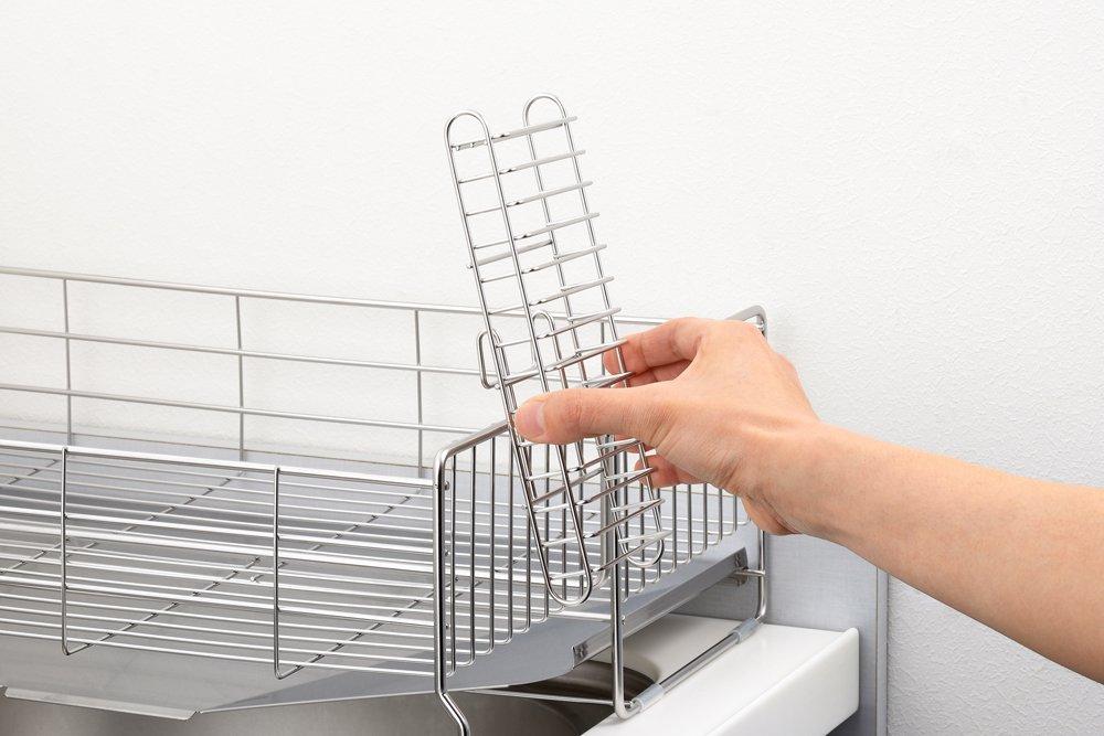 Yoshikawa Knife Stand for Dish Drying Stainless Large X 21cm for Made In 1305452 Add-on Rack, Steel, Capacity, 9.3cm (W) (H), Compact, Over-the-Sink
