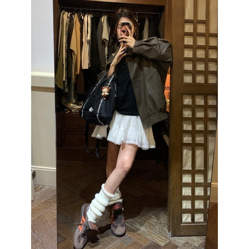Vintage PU Leather Clothing New Korean Version Texture Loose Casual Handsome Motorcycle Jacket Women Cool Waterproof Soft Faux Leather Jackets