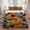 3pcs Dragon Wave Design Duvet Cover Set - Machine Washable, Includes 1 Cover and 2 Pillowcases, No Core Included yy251013136