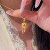 Catena per clavicola a fiore a quattro foglie con tubo dorato Design di nicchia di alta gamma Collana girevole