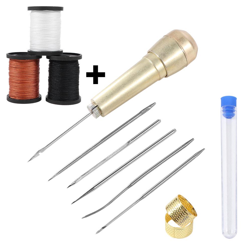1 Set met Koperen Handvat Handgemaakte Leer Naaigereedschappen voor Schoenen en Leer Reparatie