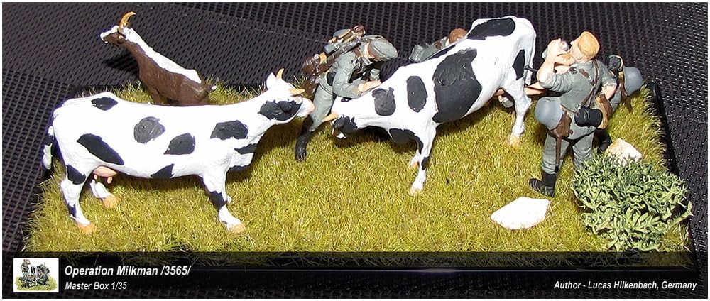 Master Box Zwierzęta Gospodarskie 2 Krowy i 1 Plastikowy Zestaw MB35066 1/35, Koza, Model,