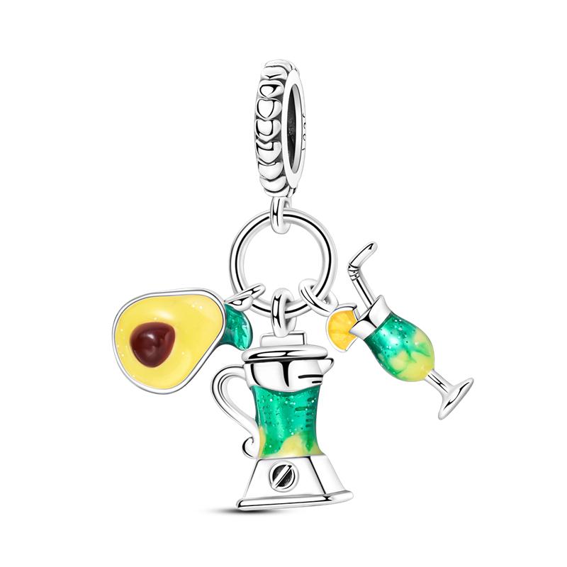 925 Silver Green Series Tree Cactus Avocado Pendant DIY Charm Beads Fit Bangle Charms Bracelet Women Jewelry