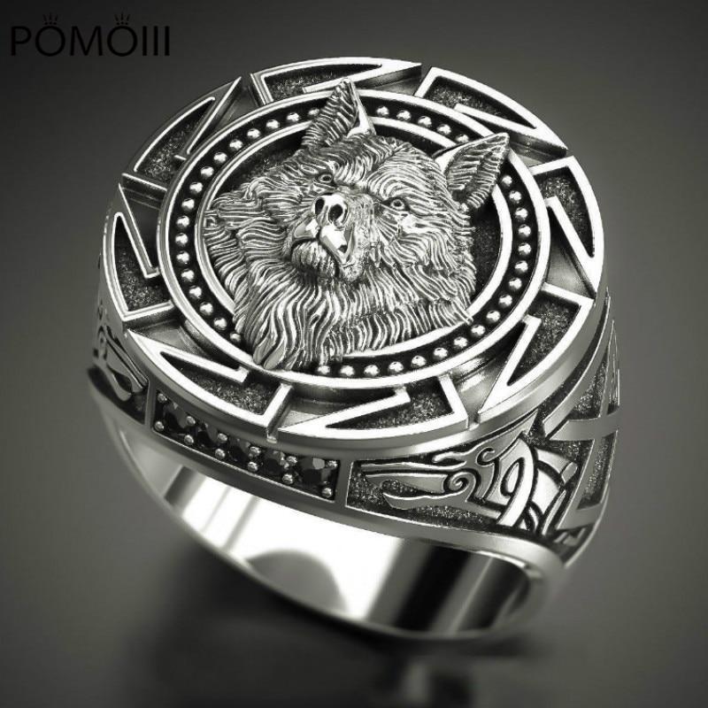 Men 'S Classic Vintage Wolf Totem Thai Tone Finger Ring Nordic Mythology Viking Warrior Wolf Head Men 'S RingVintage Finger Ring