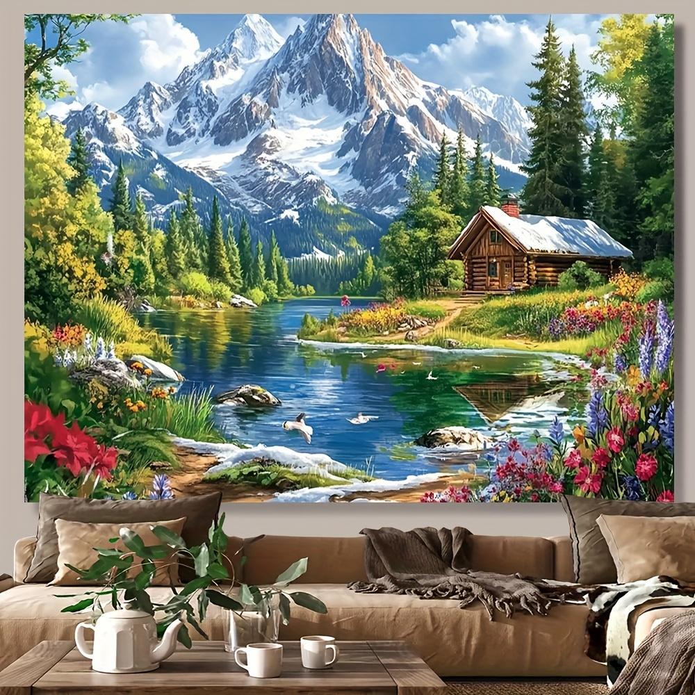 1pc polyester landscape mountain view background, multi-functional decorative banner, suitable for both indoor and outdo