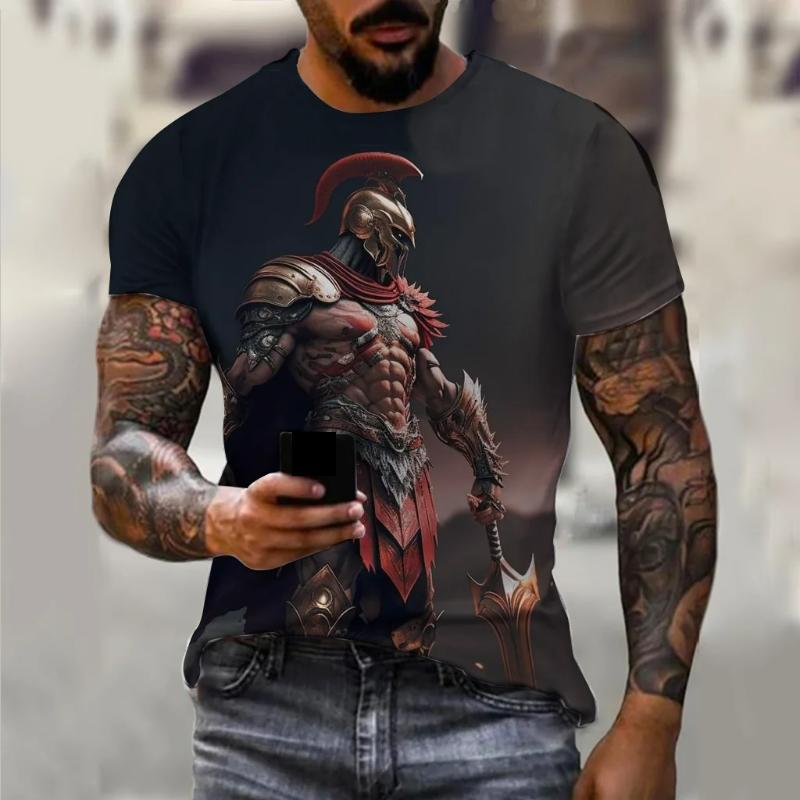 Vintage Spartan 3D Printing Graphic T Shirts for Men Short Sleeve Tee Tops Fashion Oversized Streetwear Men's Casual Clothing