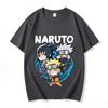 T-shirt Naruto pour Enfants Garçons Filles Assorti en Famille Décontracté Anime Chibi Équipe 7 Naruto Sasuke Kakashi Imprimé Hauts Beiges