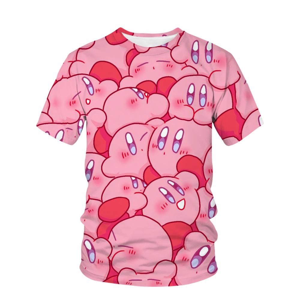 New Game Anime Kirby T Shirt Children Kawaii Funny Summer Cartoon 3D T-shirt For Boy Girls Kid Clothing Unisex Short Sleeve