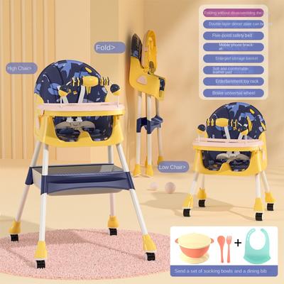 Baby Dining Chair Multi Functional Foldable Height Adjustable Children's Dining Chair Baby Home Portable Dining Table and Chair