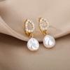 Cirkel Oorbellen Voor Vrouwen Vintage Punk Barokke Parel Oorbellen Rvs Oor Clip Vrouwen Sieraden Imitatie Parel Gift Mujer