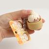 Tiny Steamed Bun Key Keychain Built In Rubber Sensory Squeeze Toy Decorative Key Holder for Backpack Bag Decoration