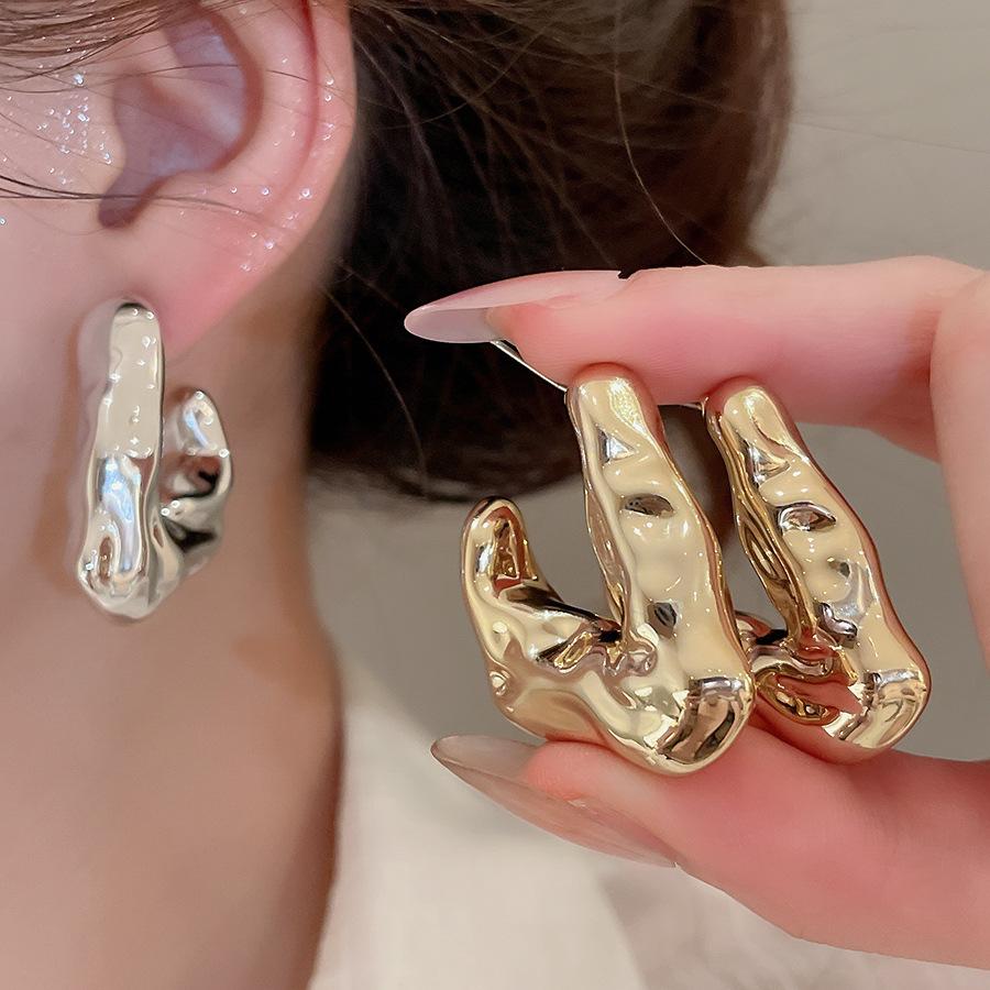 Personalized Square Oval Earring for Women Europe and America Metallic Stud Earring 2025 Minimalist Women's Bridal Zircon Gift