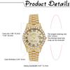 Watch Calendar Diamond Romaji Analog Waterproof Popular Stylish Stainless Steel Strap Gold Casual Business Fashion Watch Accessories Birthday