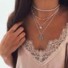 Collana da donna nuova moda multistrato retrò elefante intarsiato pietra preziosa collana personalità collana bohémien