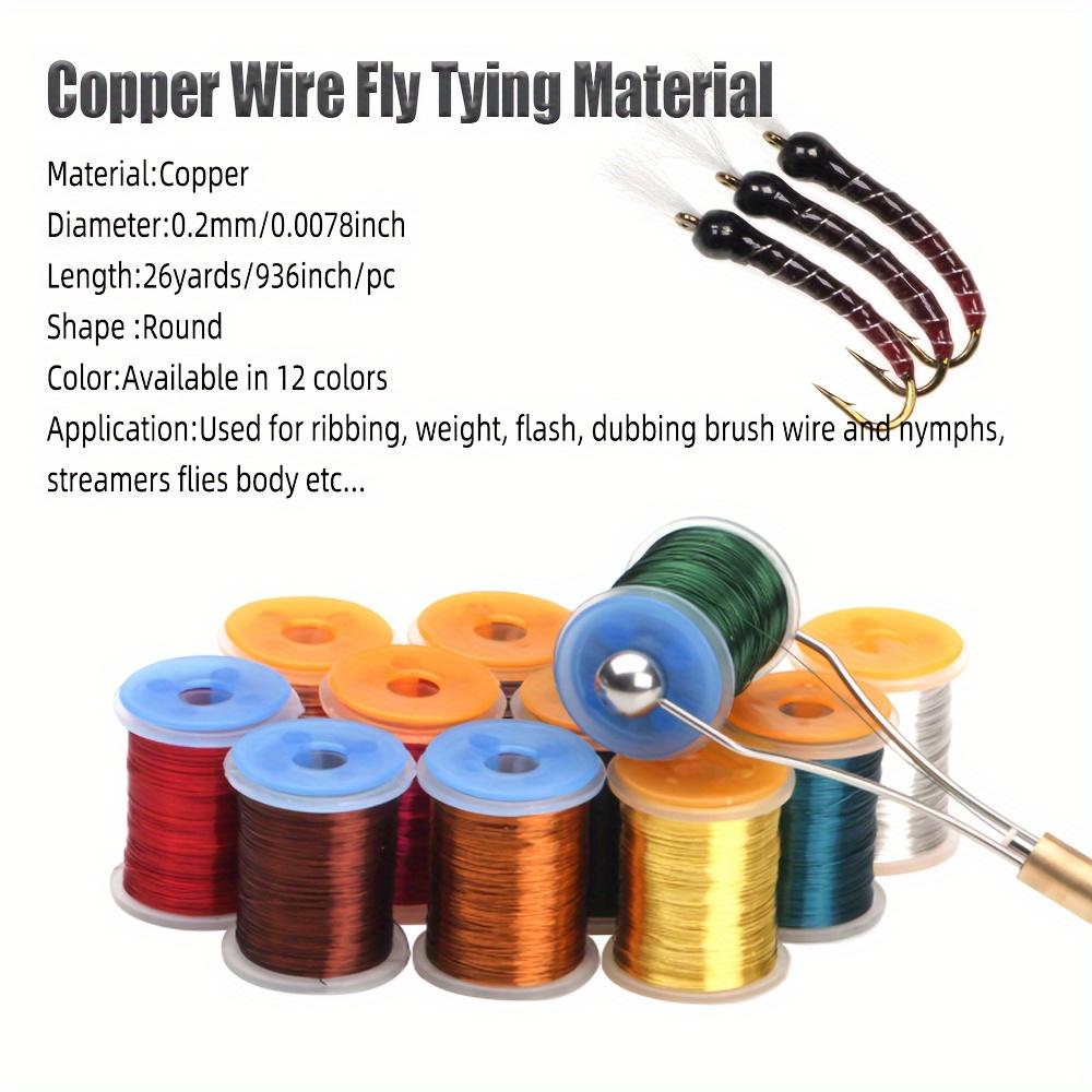 Bimoo 0.2mm 12 Colors Fly Tying Copper Wire Body Weighted Lure Material Great for Nymphs Copper John Streamers Dubbing Buzzers
