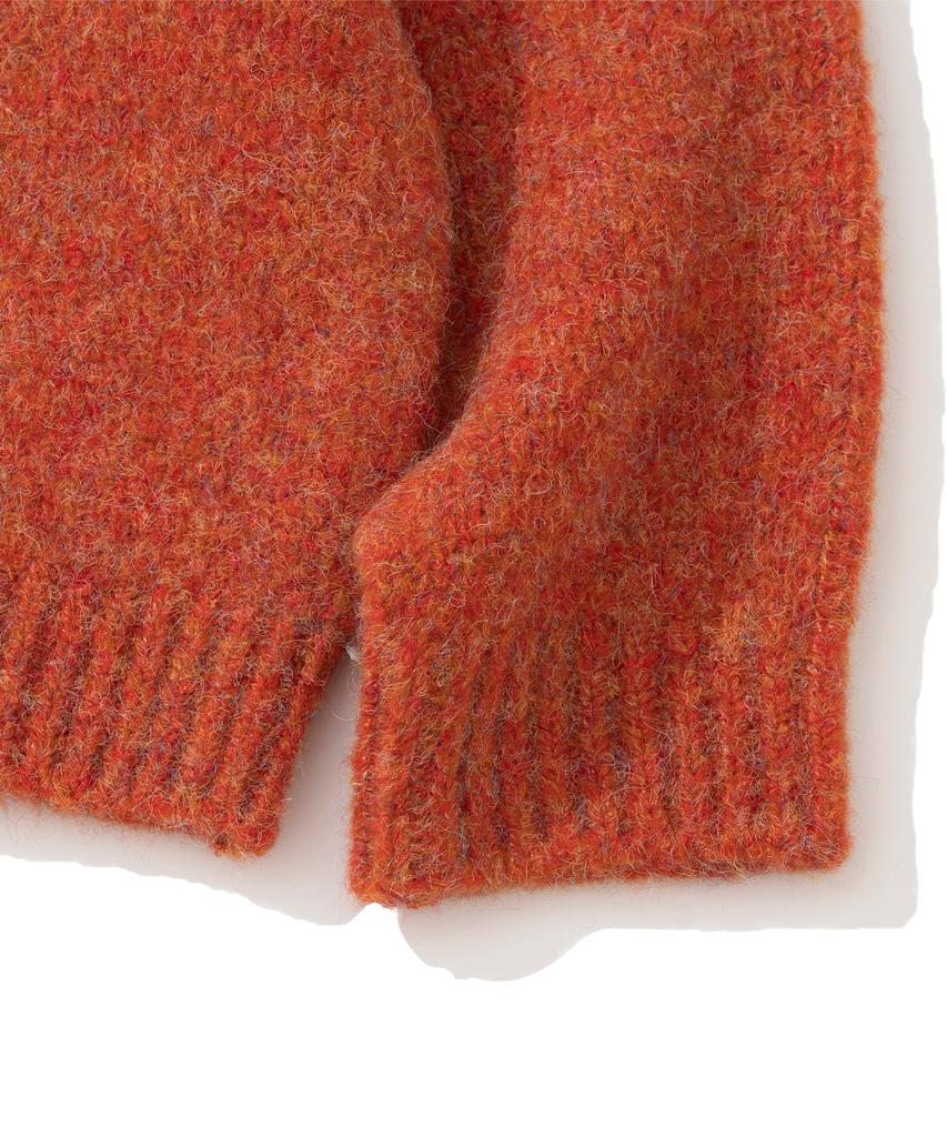 KNITTED (Unisex) Boucle Raglan Crop Round Knit Orange