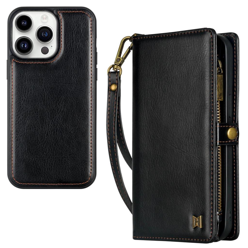 Custodia Portafoglio Multifunzionale in Pelle per iPhone 14/15/16 Plus a Tracolla
