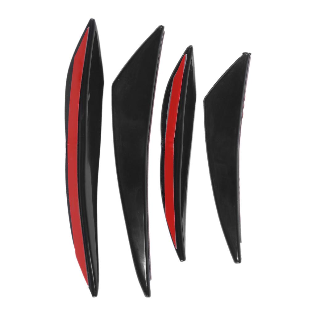 4PCS Car Front Bumper Spoiler Universal Glossy Black Rubber Air Knife for Modification
