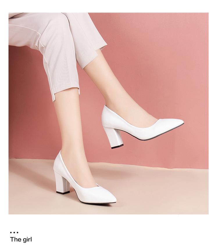 Black Suede Chunky Heel Pointed Toe Career Shoes for Women - Sizes 41, 42 Available