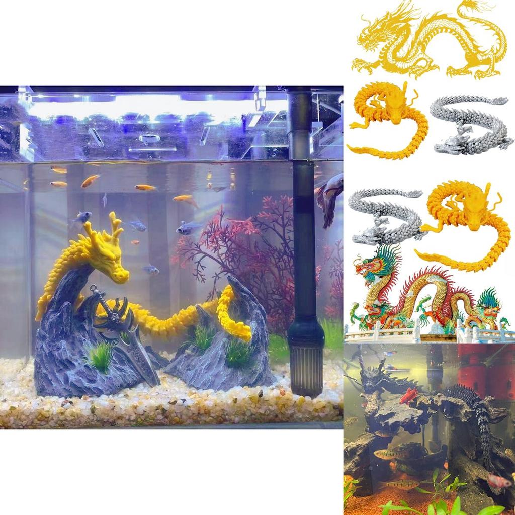 Resin 3d Printed Chinese Dragon With Movable Joints For Aquarium Decoration