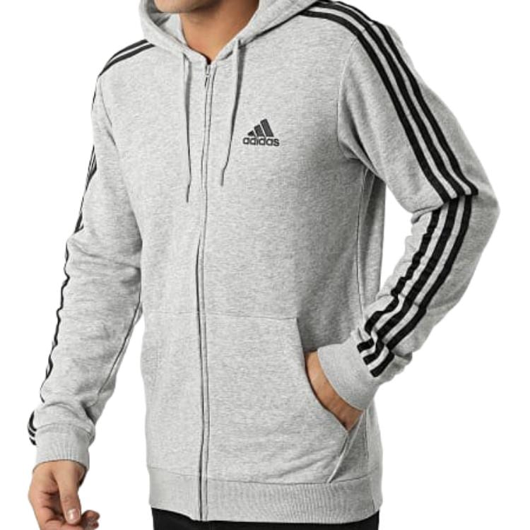 adidas Free Shipping With AdiClub Essentials French Terry 3 Stripes Full Zip Hoodie GK9034