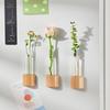 Natural Wood Color Magnetic Wall-Mounted Test Tube Vase Hydroponic Flower Arranger Creative Home Living Room Wall Decoration Sim
