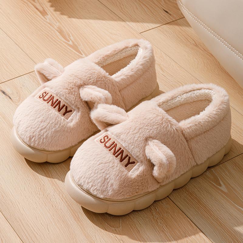 Cotton Slippers Autumn and Winter Home Cotton Shoes Bag Heel Wool Slippers Warm and Velvet Thick-soled Couple Cotton Mop