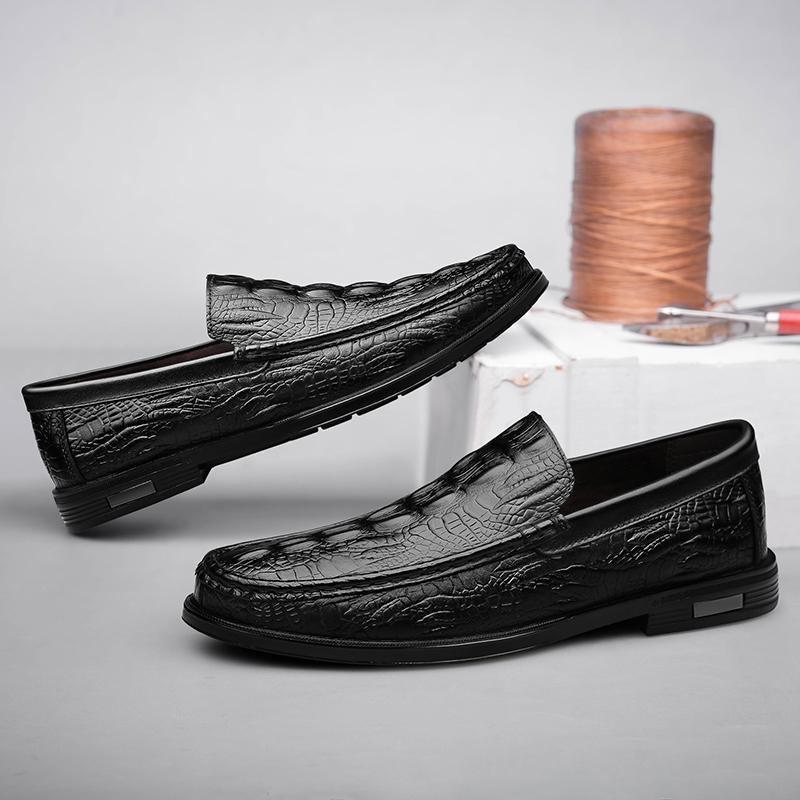 Echtes Leder Slipper Herren Loafer Krokodilmuster Freizeitschuhe Handgefertigt Mokassins Luxusmarke Heißer Verkauf Herren Fahrschuhe