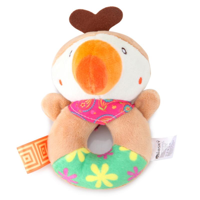 Cute Baby Rattle Toys Elephant Plush Infant Cartoon Bed Toys For Newborn 0-24 Months Educational Toy Bear Hand Ring Bell Teether