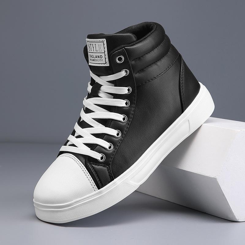 Herbst und Winter koreanische Version Board Schuhe Männer kleine weiße Schuhe High-Top Herrenschuhe Casual Pull große Größe flache Schnürschuhe