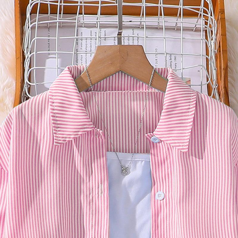 Boys' Girls' Set Children's Clothing Autumn Collection Children's Long Sleeve Shirt Wide Leg Pants Two Piece Set