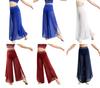 Kids Side Split Mesh Pants with Rhinestone Waistband for Lyrical Dance Performance Competition Stage Costume