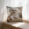 Square Pillow Case White Dog Print For Home Decor Window Seat Cushion