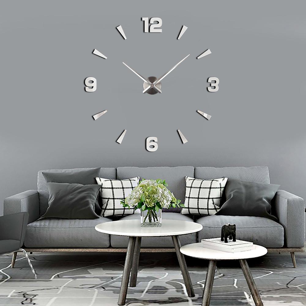 Living Room Black Fancy Large DIY 3D Frameless Acrylic Mirror Sticker Art Home Decor Unique Gift Modern Luxury Wall Clocks Wall