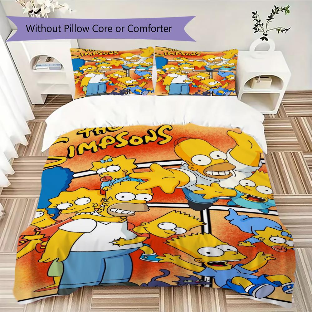 Simpsons Family Pattern Bedding Uilt Set Uilt Cover Pillowcase Home Decoration Birthday Gift (1 * Duvet Cover + 2 * Pillowcase Without Core)85