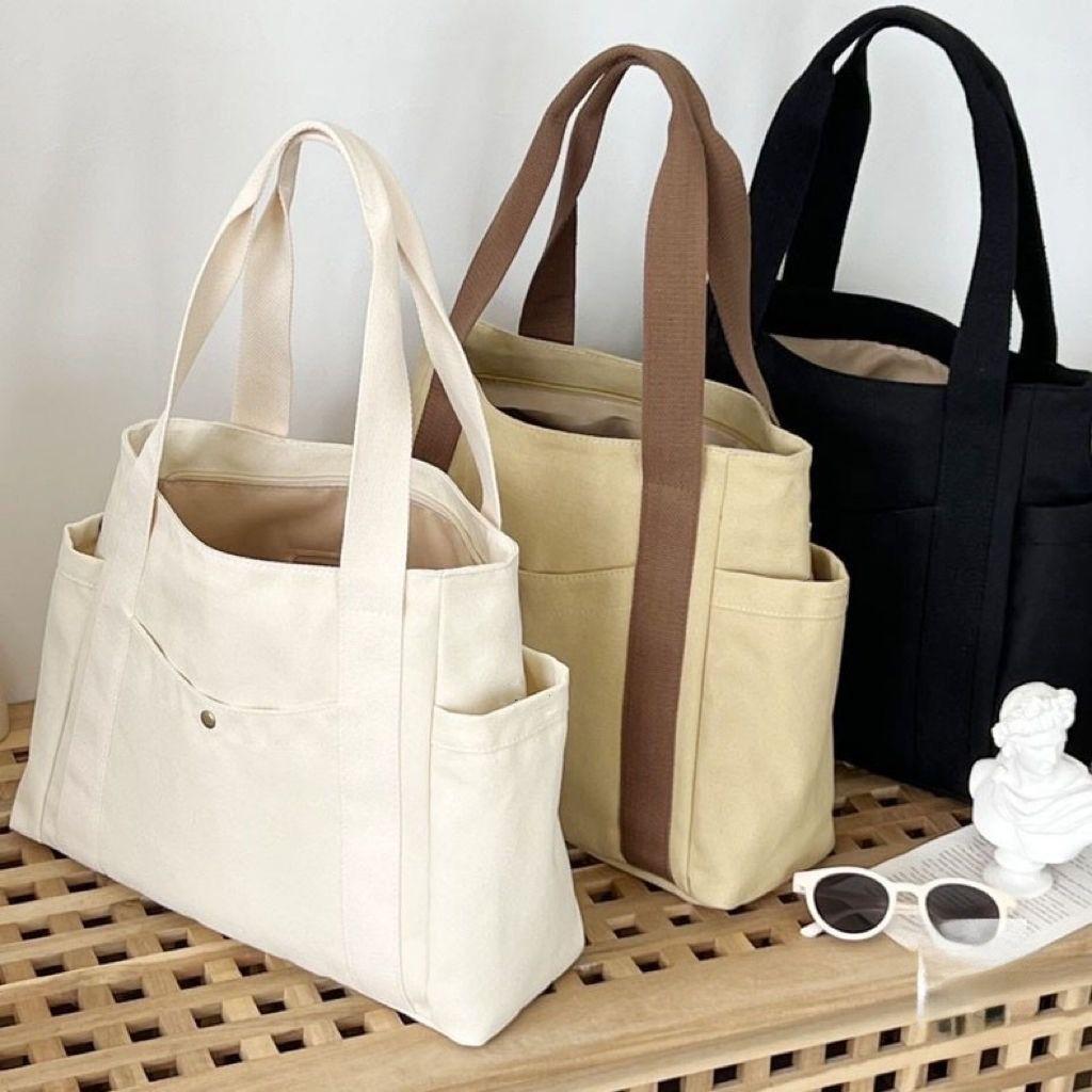 Large Capacity Canvas Tote Bags for Work Commuting Carrying Bag College Style Student Outfit Book Shoulder Bag