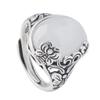 Retro Silver Butterfly & Flower Ring for Women - Hetian Jade Inspired Luxury Open Index Finger Design