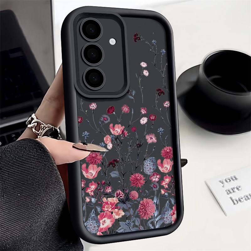 Floral Print Silicone Phone Case For Samsung Galaxy S23 S22 S24 Ultra S21 S23 FE A55 A54 A15 A14 A35 A52 A53 5G Soft TPU Cover