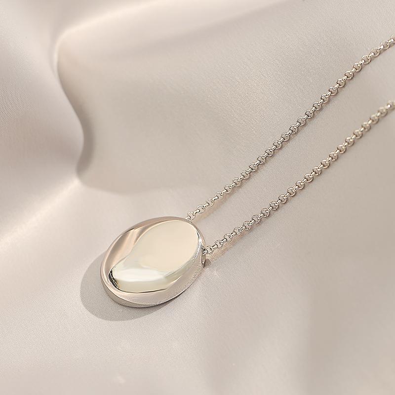 European and American Fashion Oval Pendant Stainless Steel Long Necklace For Women's Sweater Chain Colorless Jewelry Accessories KTJ