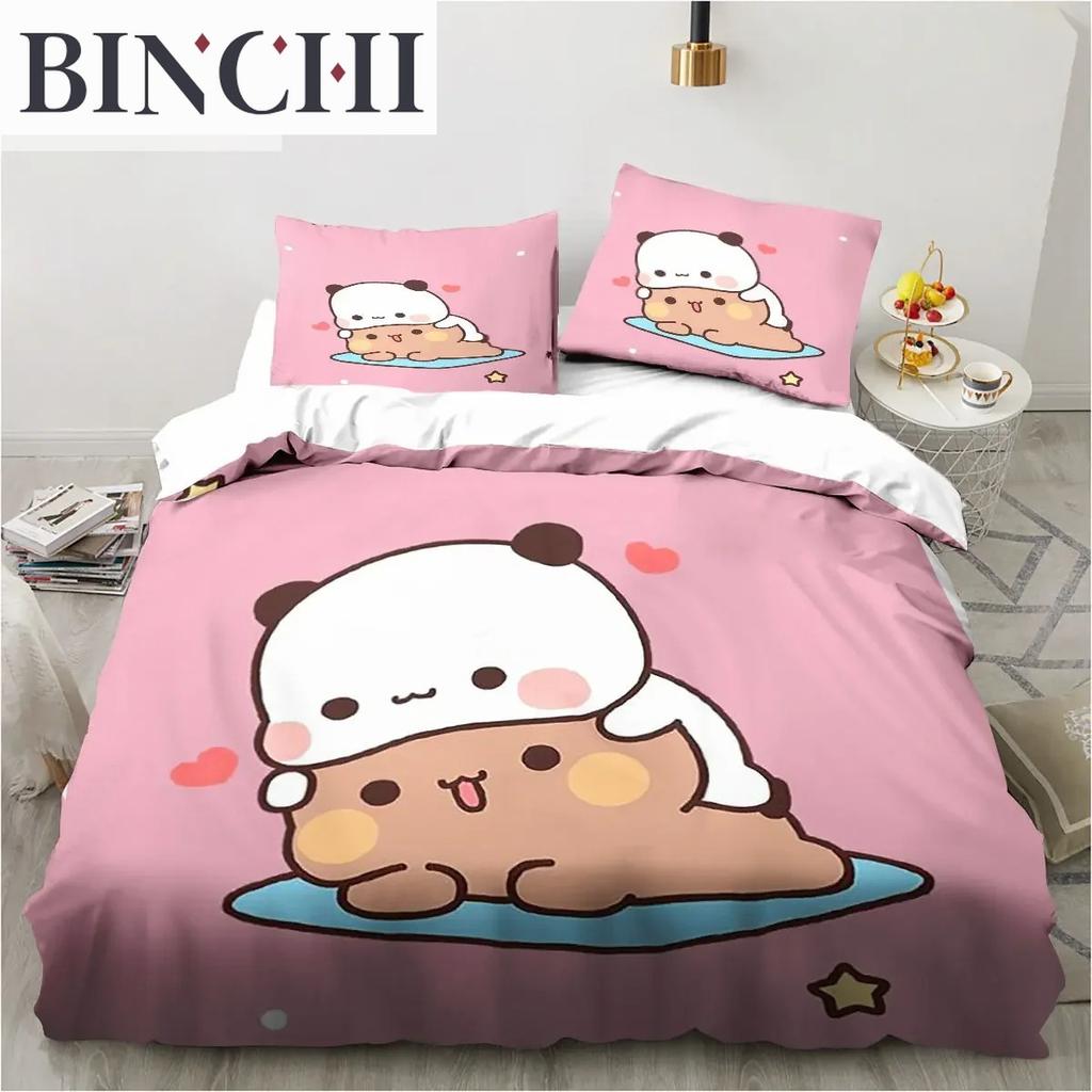 Bubu Dudu Cartoon Cute Bear Kawaii Christmas Gift King Twin Double Child Bedding Set Microfiber or Polyester Duvet Cover Set