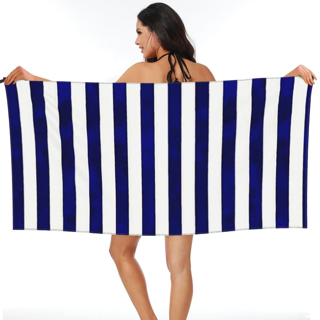 Klassieke Strepen Marineblauw En Wit Strandlaken Zacht Microvezel Sneldrogend Absorberend Snelle Handdoeken Voor Yoga