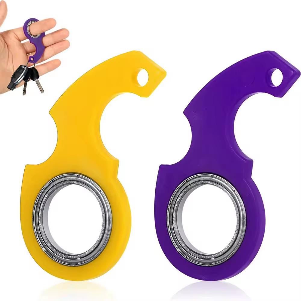 Rotate Fidget Spinner Keychain Metal Idget Toy Kid Stress Relief Spinner Keyring Fidget Ring Relieve Anxiety Boredom Party Gift