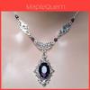 Victoriaanse Gotische Ketting Met Dieppaars Glazen Edelsteen Legering Hanger Voor Vrouwen